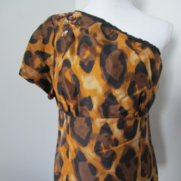 WD.NY Tops - WD.NY Blouse 14 Cheetah Print One Shoulder NWT